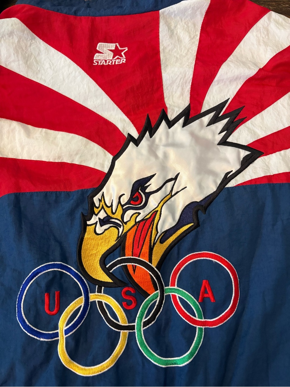 Starter Windbreaker Jacket Mens Large Blue USA Olympic Eagle Vintage 90s - Picture 3 of 9